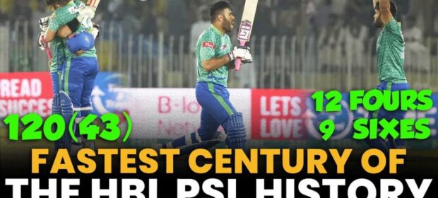 Usman Khan records fastest PSL century