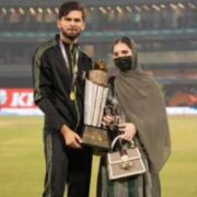 PSL trophy photo; Ansha & Shaheen Afridi