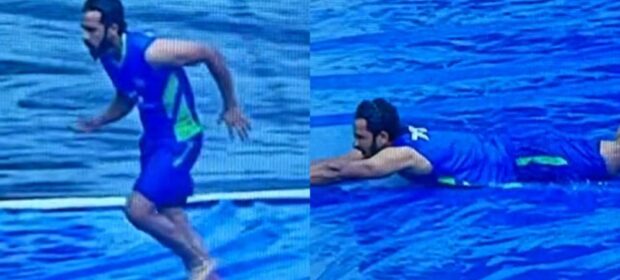 WATCH: Hasan Ali enjoys rain during 2nd Test match