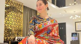 Hania Aamir Shares Desi Style in Funky Floral Saree