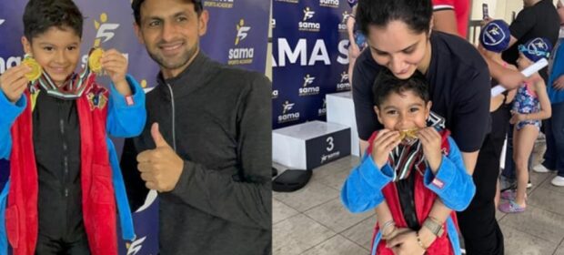 Shoaib Malik and Sania Mirza celebrate Izhaan's first sports victory