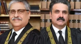 This combination photo shows Justice Athar Minallah (L) and Chief Justice of Pakistan Yahya Afridi (R). — Photo courtesy SC website