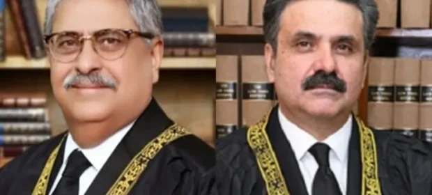This combination photo shows Justice Athar Minallah (L) and Chief Justice of Pakistan Yahya Afridi (R). — Photo courtesy SC website