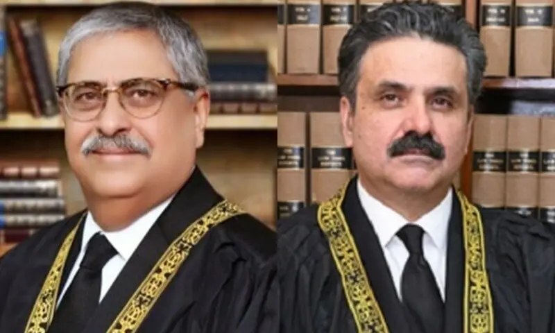 This combination photo shows Justice Athar Minallah (L) and Chief Justice of Pakistan Yahya Afridi (R). — Photo courtesy SC website