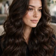 Dreamy thick wavy hair with voluminous, glossy natural waves