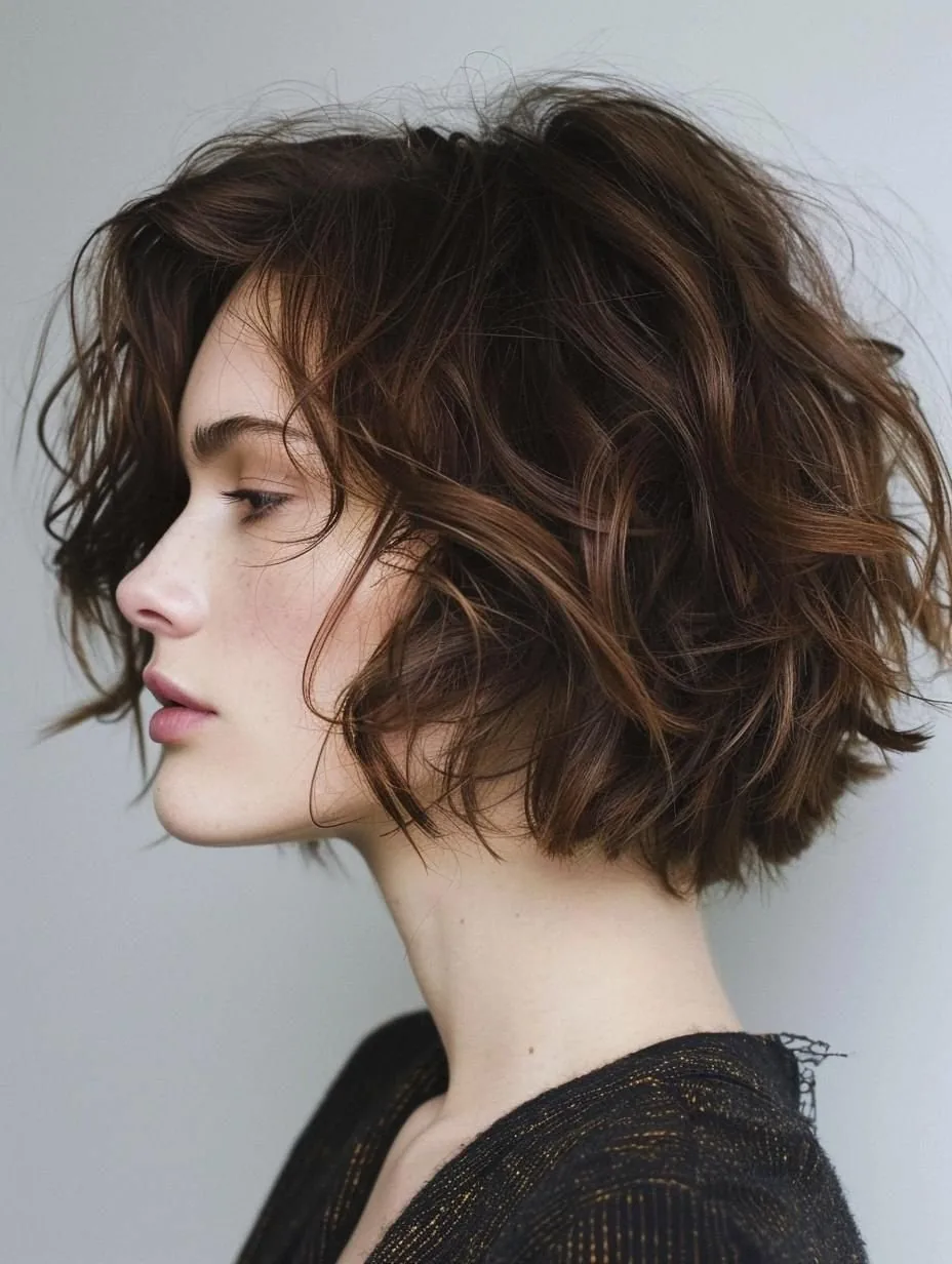 Textured Lob – Thick Wavy Hair Textured lob, or long bob, on thick wavy hair with beachy ends
